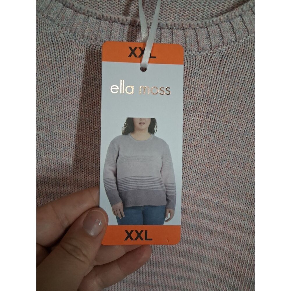 NWT Ella Moss Sweater Casual Winter Oversized Pink Stripe Women Size XXL - Picture 3 of 5
